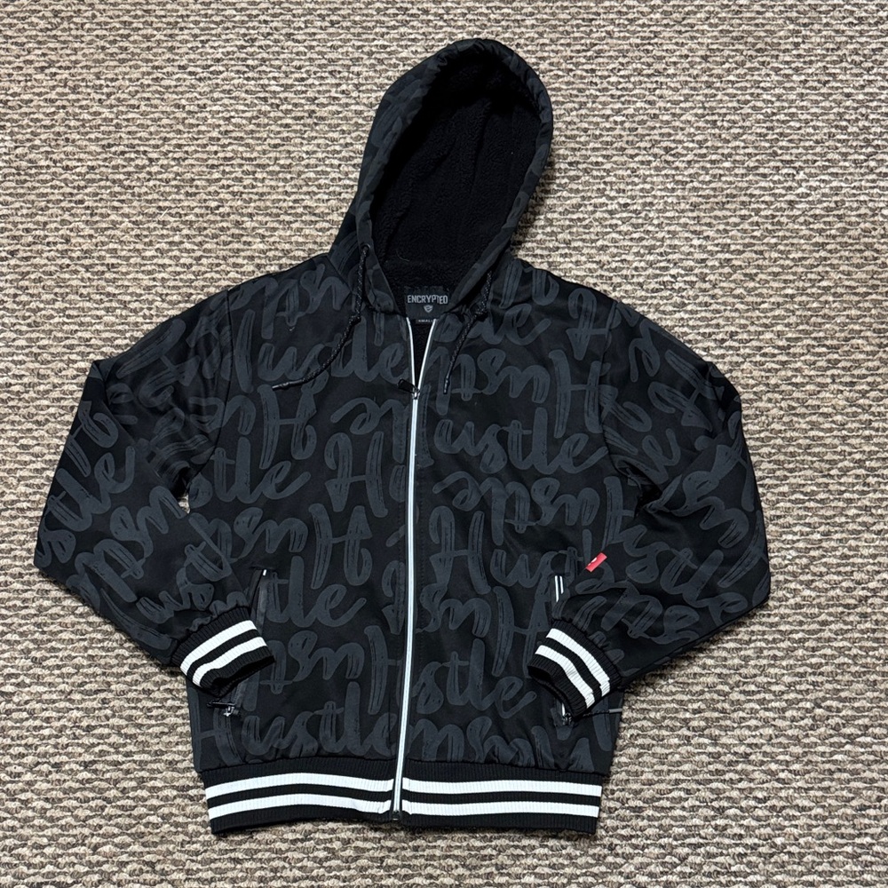 Men's Black Zip-Up Sweater encrypted